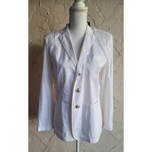 Ralph Lauren Urban Spectra White Womens Blazer With Gold Logo Buttons 100%...
